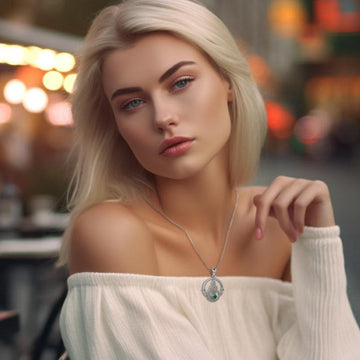 Claddagh and Celtic Crescent Moon with Heart Gemstone Silver Pendant TPD6130 - Jewelry